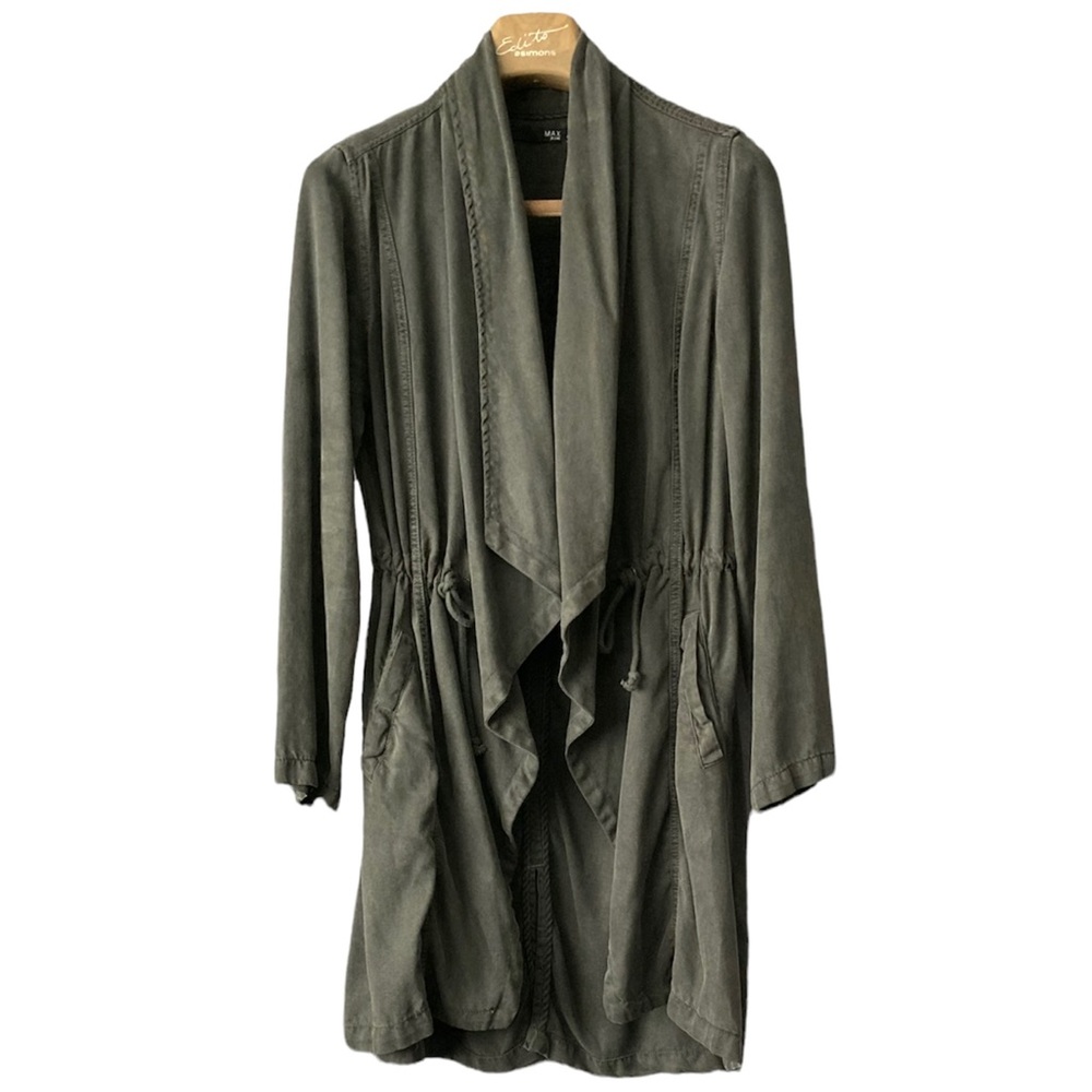 🧥SM•MAX JEANS•DARK GREY OPEN / FLOWY LIGHTWEIGHT SUEDE LOOK TENCEL JACKET🧥
